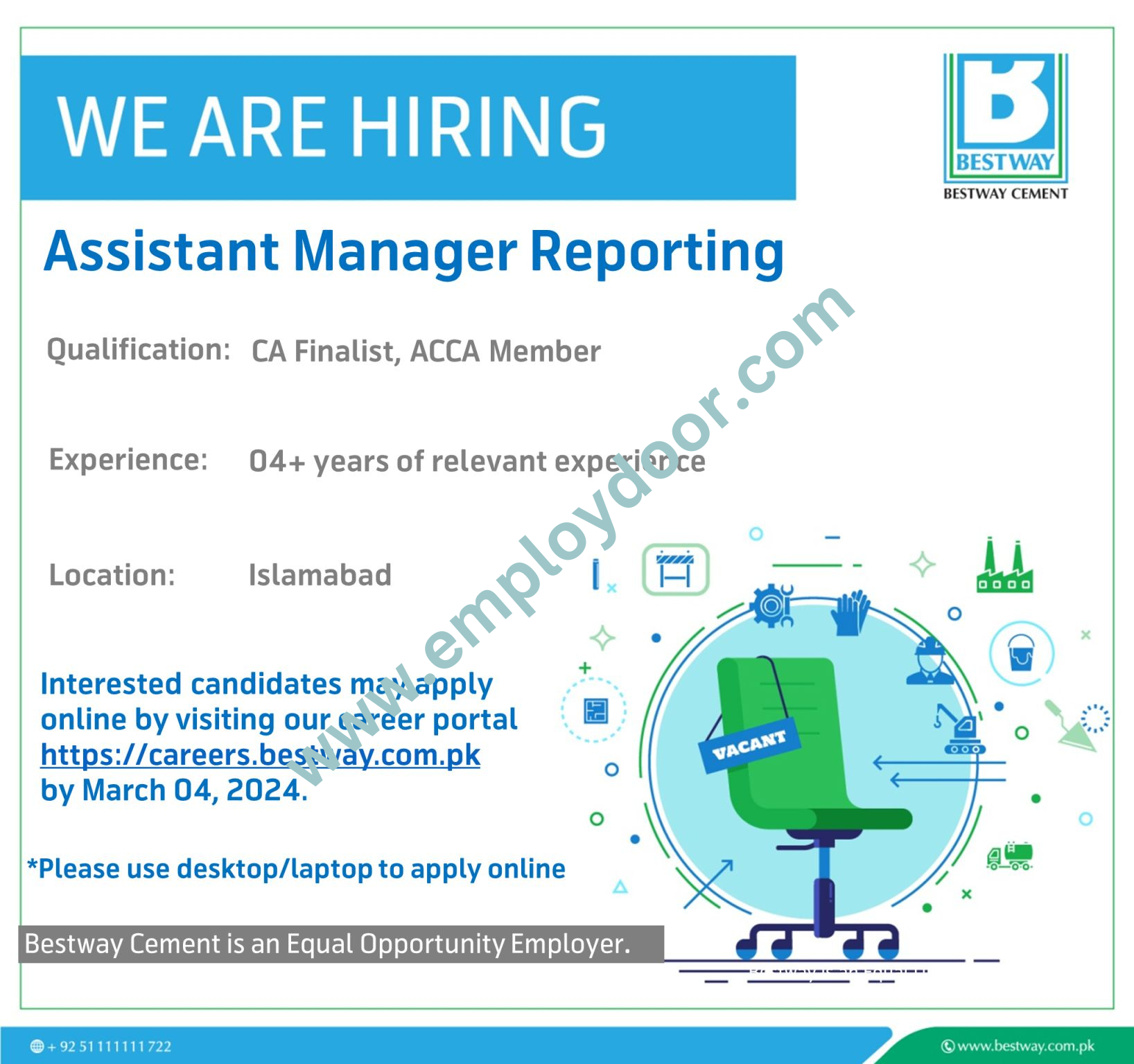 Bestway Cement Job Opportunity Assistant Manager Reporting | Employ Door