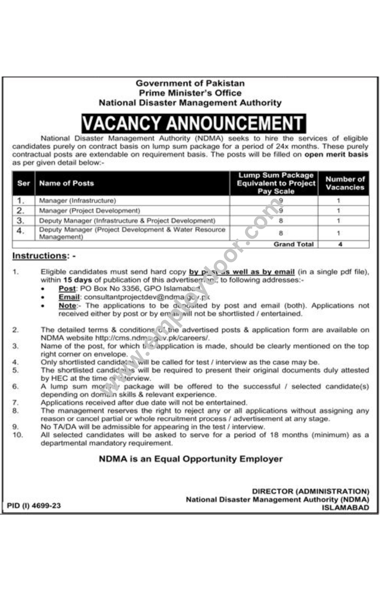 NDMA Jobs February 2024 | Employ Door | Jobs In Pakistan For Fresh & Experience Graduates